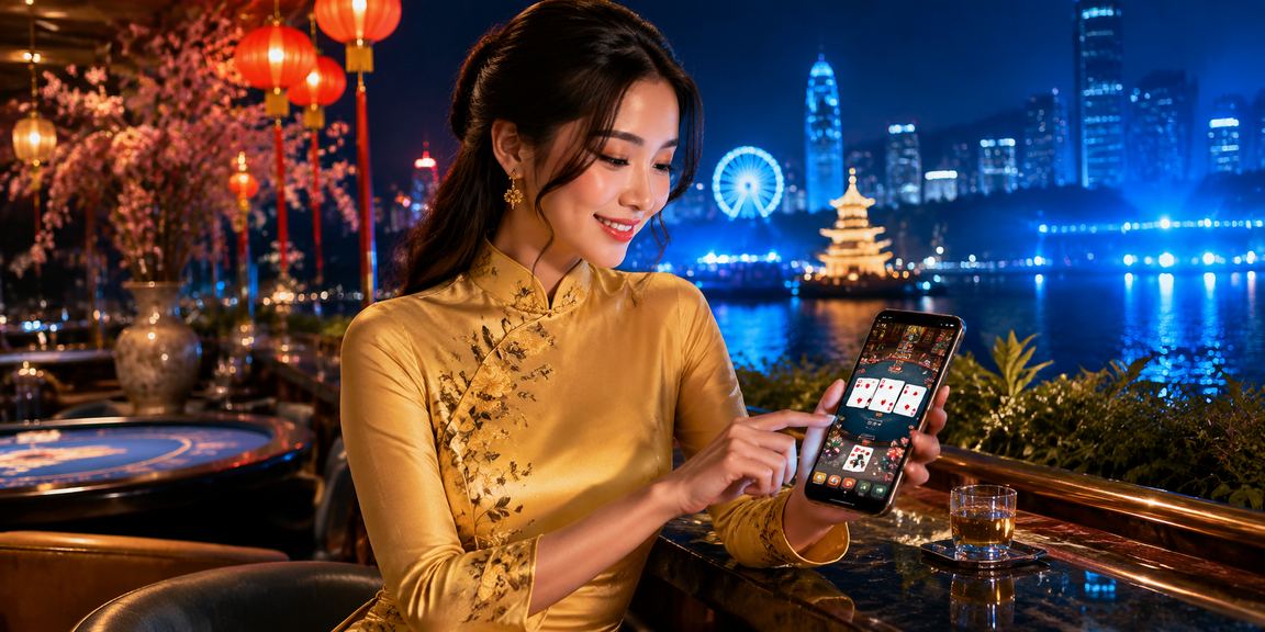 Người chơi bài tại Hà Nội trong trang phục áo dài truyền thống
